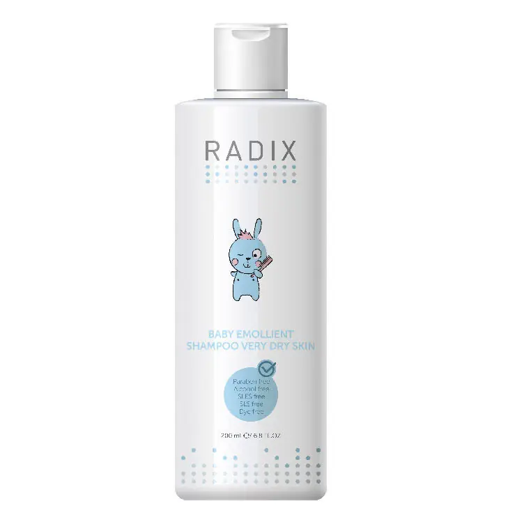 Radix Baby Emollient Shampoo Very Dry Skin Çok Kuru Ciltler İçin Şampuan 200 ml ürün ambalajı
