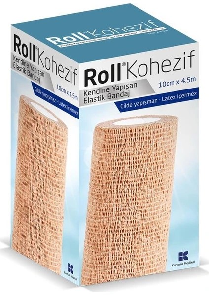 Roll Kohezif Kendinden Yapışkanlı Bandaj Coban 10 cm x 4.5 m
