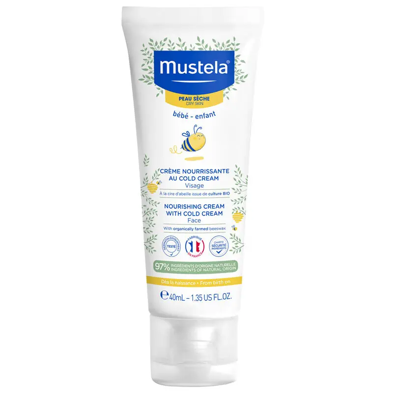 Mustela Cold Cream Besleyici Yüz Kremi Kuru Ciltler İçin 40 ml ürün ambalajı