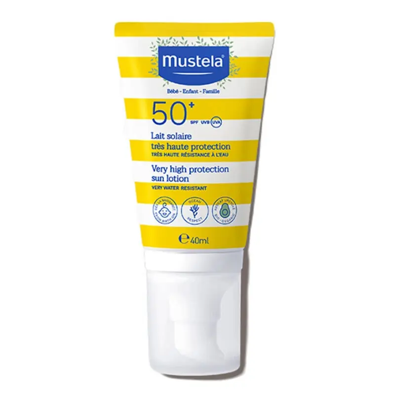 Mustela Spf 50+ Çok Yüksek Korumalı Bebek Güneş Losyonu 40 ml ürün ambalajı
