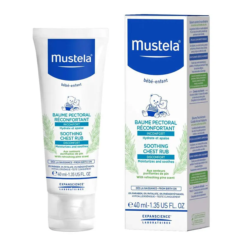 Mustela Rahatlatıcı Bebek Göğüs Balsamı 40 ml ürün ambalajı