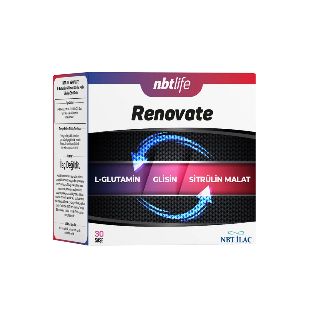 NBT Life Renovate Amino Asit Karışımı 30 Poşet kutu ve ambalaj