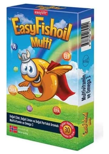 Easyvit EasyFishoil Multi Balık Yağı Çiğnenebilir Jel Multivitamin ve Omega 3 30 Adet