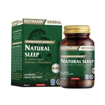 Nutraxin Herbal Sleep Valerian Passiflora Uyku Takviyesi 60 Kapsül kutu ve ambalaj