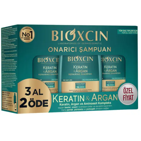 Bioxcin Şampuan Keratin Argan 3 Al 2 Öde Kampanya ürün ambalajı