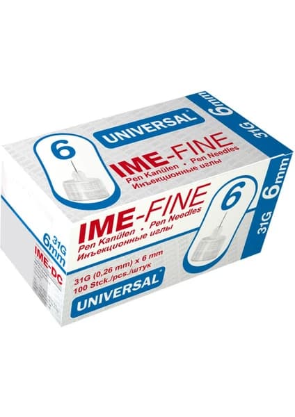IME-DC IME-Fine Comfort İnsülin Kalemi İğne Ucu 6 mm 32G 100 Adet ürün ve ambalaj
