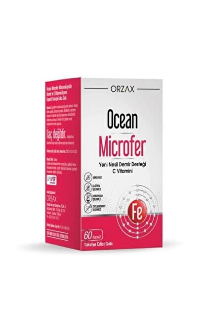 Orzax Ocean Microfer Demir ve C Vitamini İçeren Takviye Edici Gıda 60 Kapsül ürün görseli