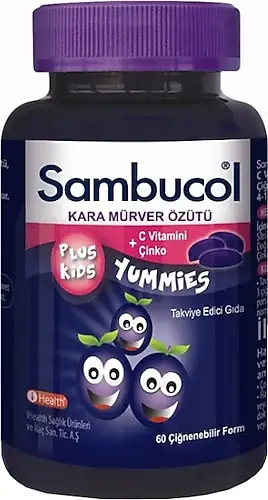 Sambucol Plus Kids Yummies Çiğnenebilir Kara Mürver C Vitamini Çinko Takviyesi 60 Tablet
