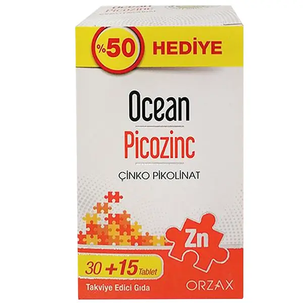 Orzax Ocean Picozinc 45 Tablet %50 Hediye kutu ve ambalaj