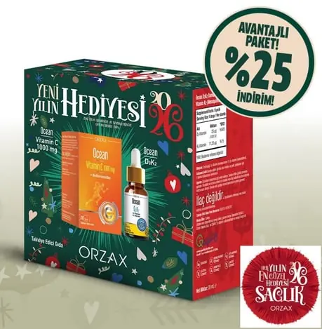 Orzax Yılbaşı Özel - Orzax Vitamin C Tablet + D3K2 (%25 İndirimli) kutu ve ambalaj