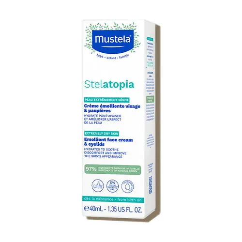 Mustela Stelatopia Emollient Yüz Kremi 40 ml ürün ambalajı