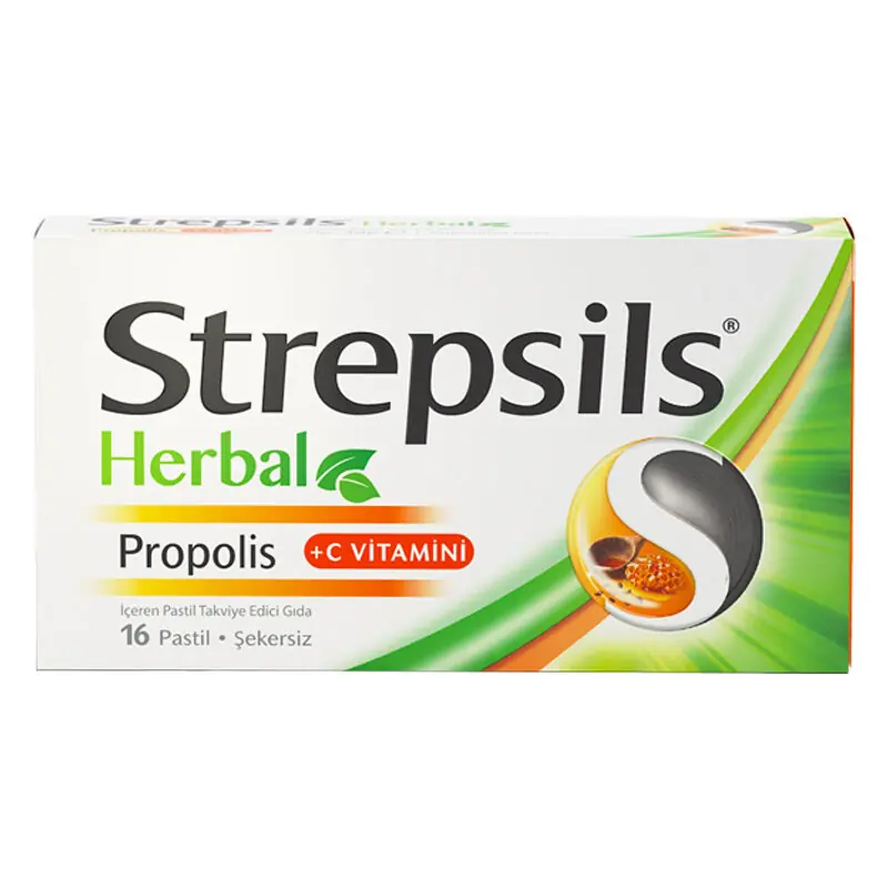 Strepsils Herbal Propolis + C Vitamini 16 Pastil ürün görseli