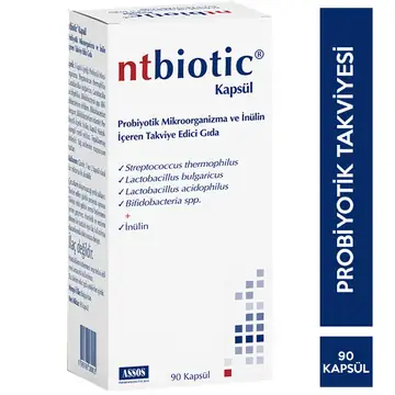 Ntbiotic Kapsül Probiyotik Mikroorganizma ve İnülin Takviyesi 90 Kapsül