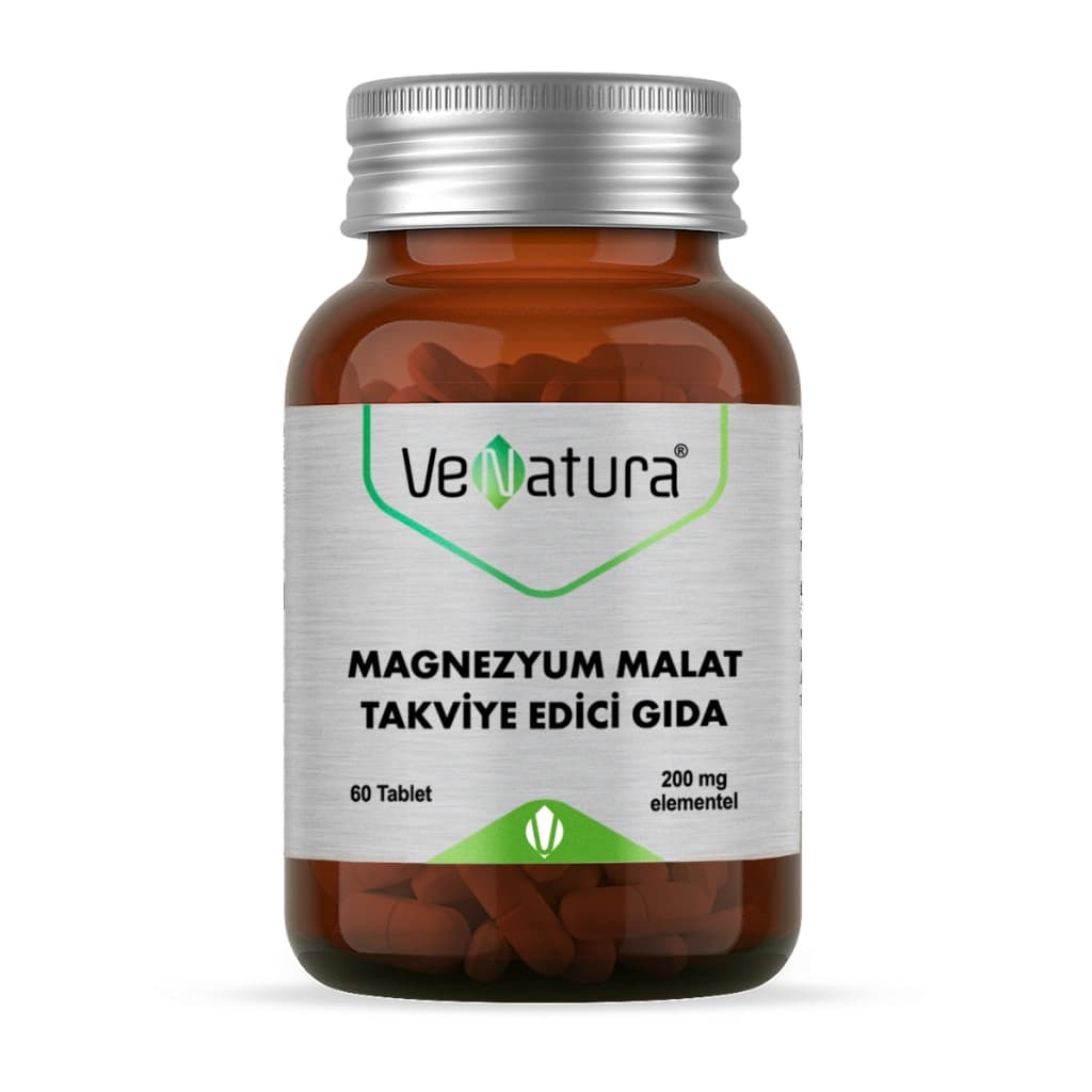 VeNatura Magnezyum Malat 200 mg Tablet Enerji ve Kas Desteği 60 Adet kutu ve ambalaj