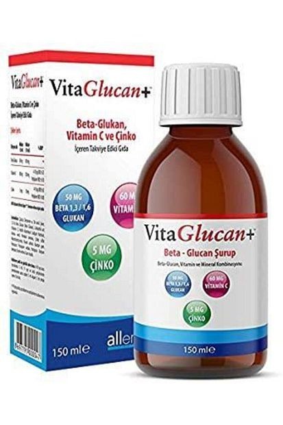 Vitaglucan+ Şurup, Beta-Glucan, C Vitamin ve Çinko İçeren Takviye Edici Gıda 150ml