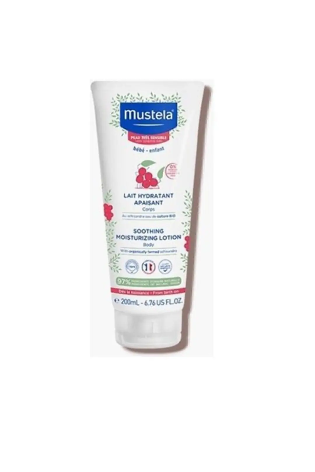 Mustela Çok Hassas Ciltler İçin Rahatlatıcı Bebek Losyonu 200 ml ürün ambalajı