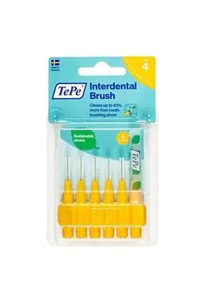 TePe T184 Blister Sarı 0.7 mm 6'lı ürün ambalajı