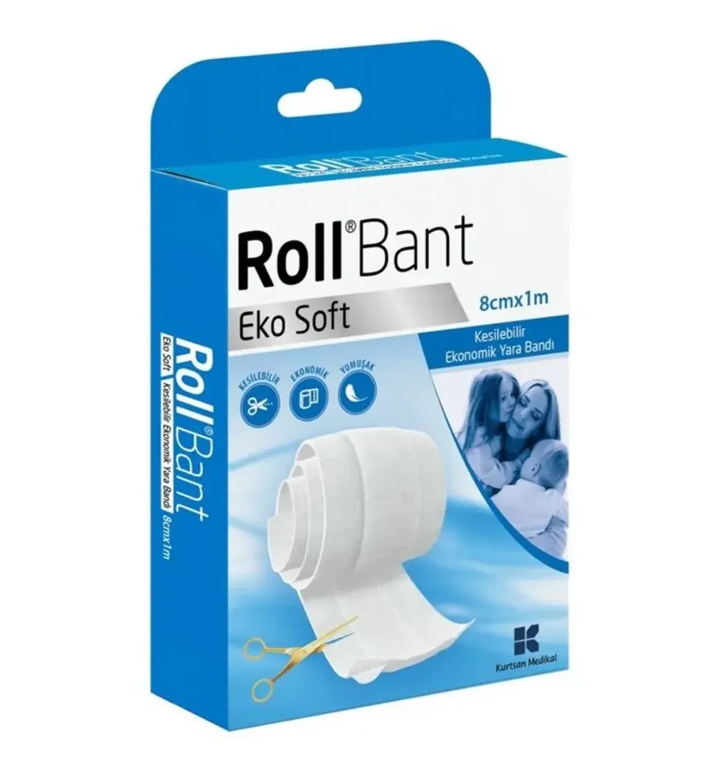 Roll Ekosoft Kesilebilen Tekstil Yara Bandı 8 cm x 1 m