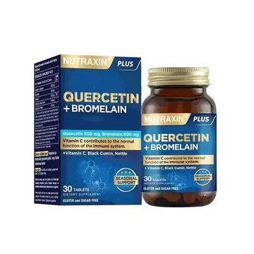 Nutraxin Plus Quercetin + Bromelain Tablet Vitamin Fitokimyasal Bitkisel Ekstre ve Bitkisel Enzim İçeren Takviye Edici Gıda 30 Tablet