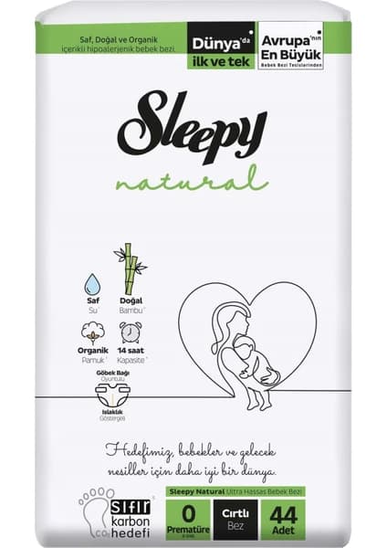 Sleepy Natural Premature Bebek Bezi No 0 0-3 kg 44'lü ürün görseli