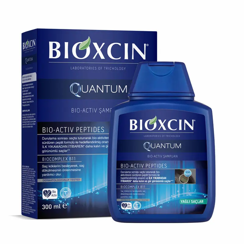 Bioxcin Quantum Yağlı Saçlar İçin Hacim Veren Şampuan ürün ambalajı
