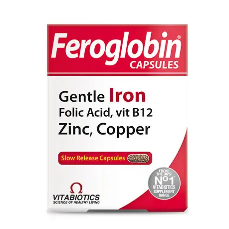 Vitabiotics Feroglobin Gentle Iron 30 Kapsül kutu ve ambalaj
