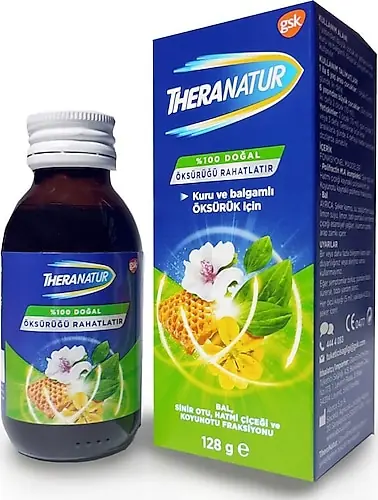Theranatur Öksürük Şurubu Bitkisel Formül 128 g Şişe kutu ve ambalaj