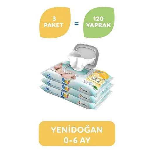 Uni Baby Islak Mendil Yenidoğan 0-6 Ay 3'lü kullanım şekli ve uygulama
