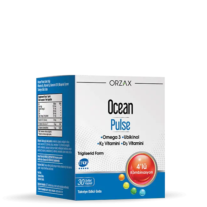 Orzax Ocean Pulse Kalp Sağlığı Takviyesi 30 Kapsül kutu ve ambalaj
