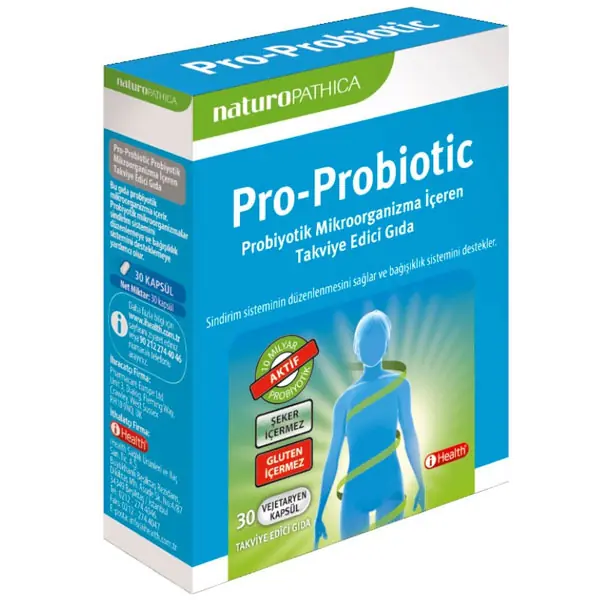 Naturopathica Pro-Probiotic Kapsül Probiyotik Mikroorganizma Takviyesi 30 Kapsül kutu ve ambalaj