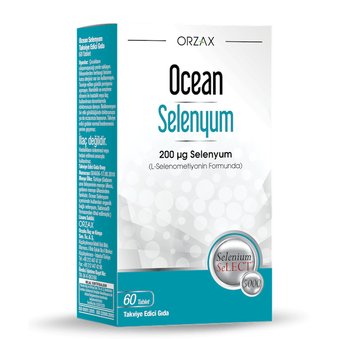 Orzax Ocean Selenyum 200 mcg Yüksek Doz 60 Tablet