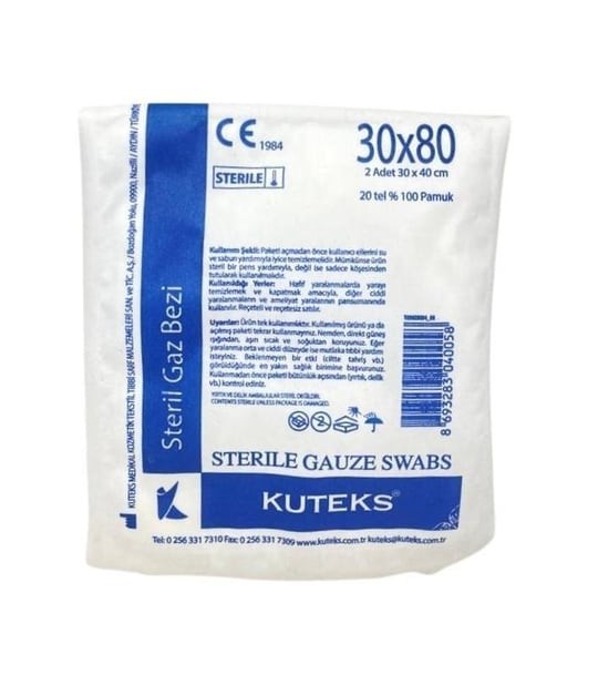Kuteks Gazlı Bez Steril Sargı 30 x 80 cm