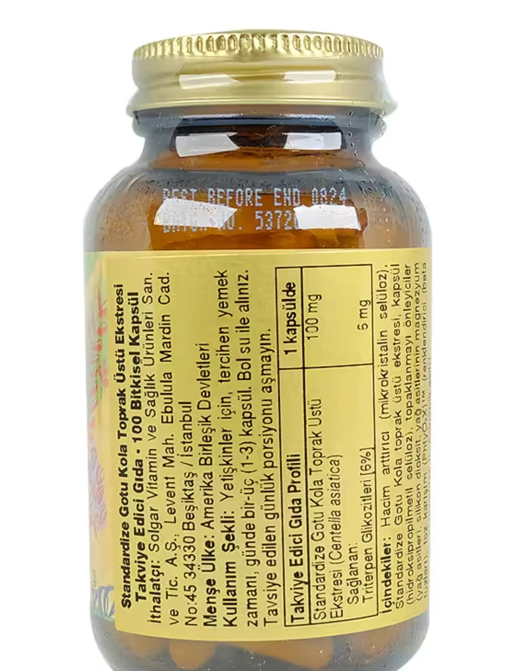 Solgar Gotu Kola Aerial Extract 100 Kapsül