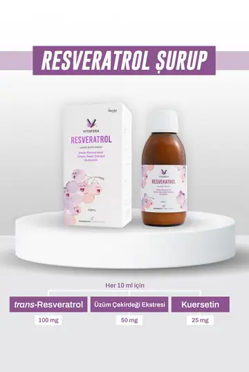 Vitisfera Resveratrol Üzüm Çekirdeği Ekstresi ve Kuersetin İçeren Sıvı Takviye Edici Gıda 150 ml