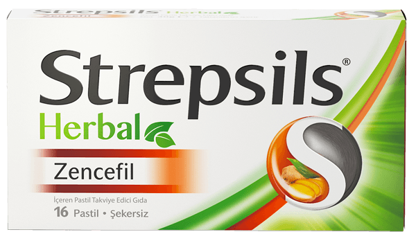 Strepsils Herbal Zencefil Pastil Zencefil Takviyesi 16 Pastil