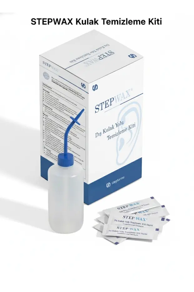 Stepwax Dış Kulak Yolu Temizleme Kiti — kutu, aparat ve saseler