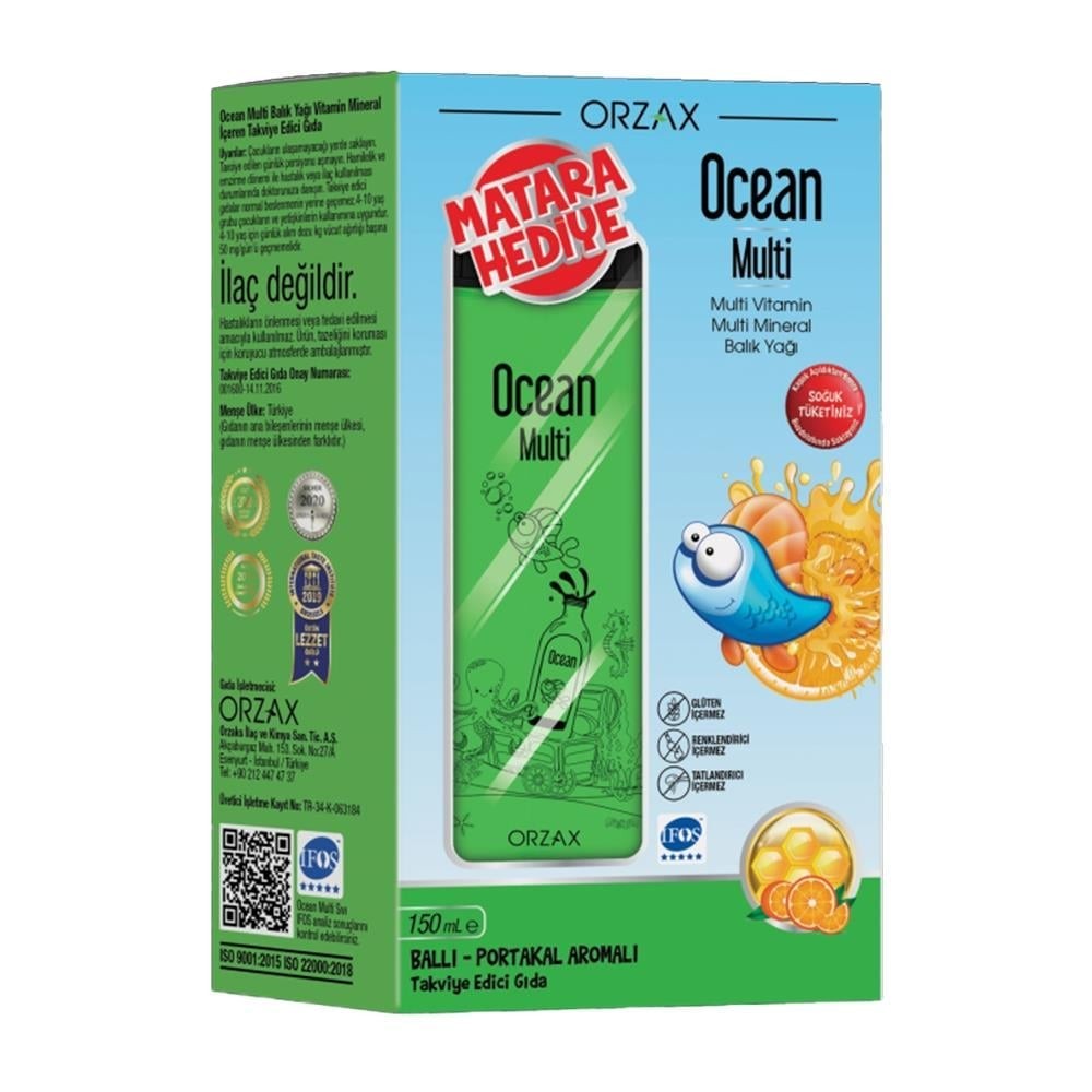 Ocean Multi Balık Yağı Şurup 150 ml Matara Hediyeli Çocuklar İçin Omega-3