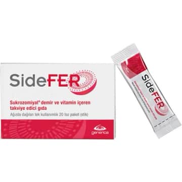 Sidefer Toz Paket Sukrozomiyal Demir Vitamin Takviyesi 20 Saşe