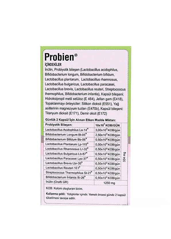 Probien Probiyotik Mikroorganizma ve Prebiyotik Takviye Edici Gıda 30 Kapsül