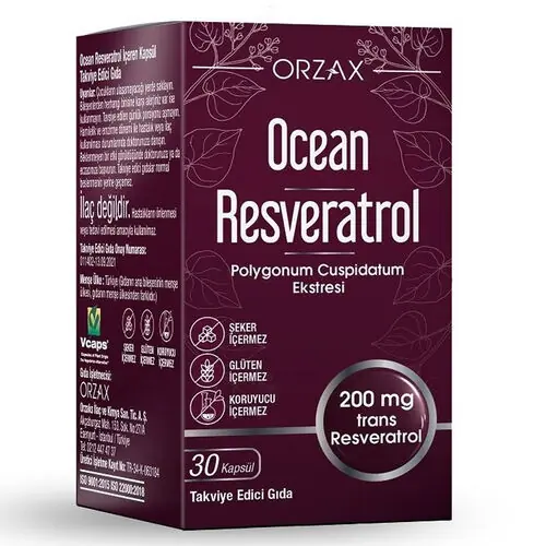 Orzax Ocean Resveratrol Kapsül 30 Kapsül kutu ve ambalaj