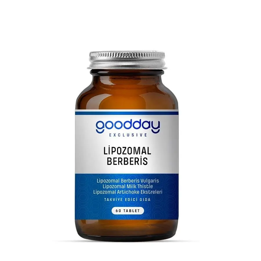 Goodday Exclusive Lipozomal Berberis Tablet Lipozomal Berberis Vulgaris Lipozomal Milk Thistle Lipozomal Artichoke Ekstreleri İçeren Takviye Edici Gıda 60 Tablet kutu ve ambalaj