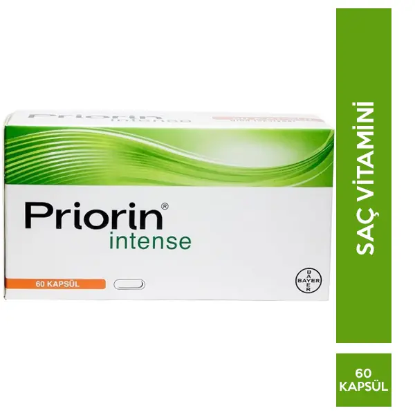Bayer Priorin Intense Kapsül Vitamin ve Bitki Ekstraktı Saç Takviyesi 60 Kapsül kutu ve ambalaj