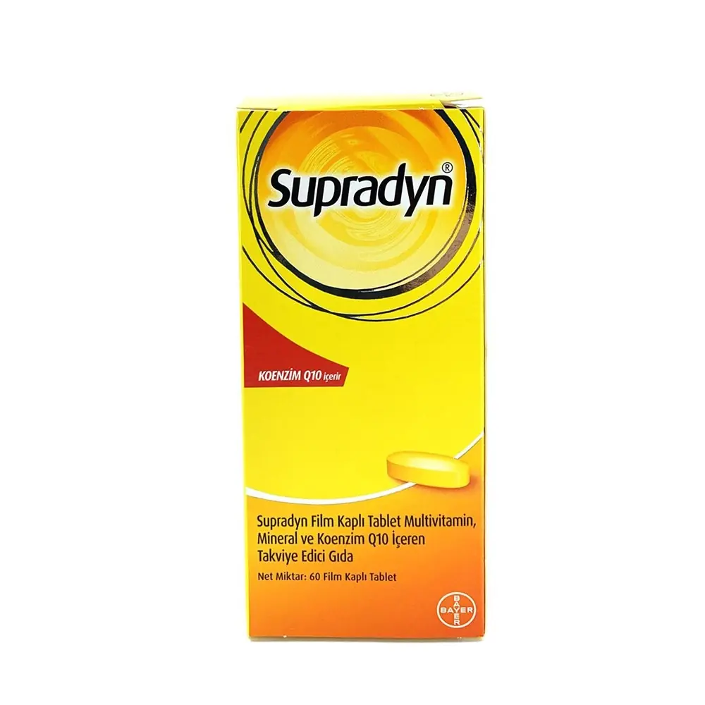 Supradyn Film Kaplı Tablet (Multivitamin Mineral Koenzim Q10) 60 Tablet ürün görseli