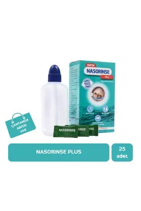 Nasorinse Plus Burun Yıkama Solüsyonu 25 Saşe ürün ve ambalaj