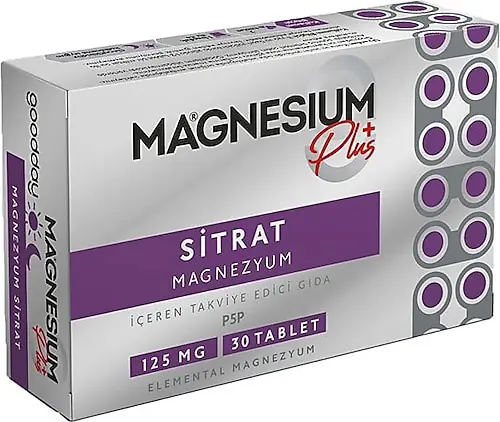 GoodDay Magnesium Plus Magnezyum Sitrat Tablet (P5P) 30 Tablet kutu ve ambalaj