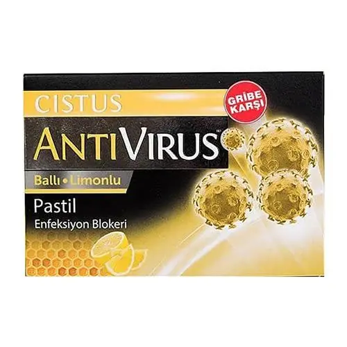 Cistus Antivirus Ballı Limonlu Pastil Boğaz Rahatlatıcı 10 Adet kutu ve ambalaj