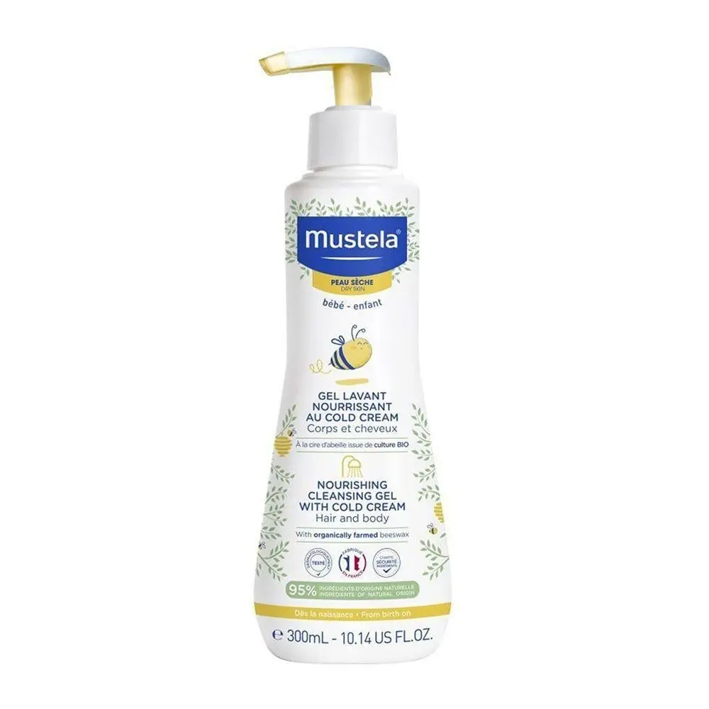 Mustela Cold Cream Besleyici Şampuan Kuru Saç ve Saç Derisi İçin 300 ml ürün ambalajı