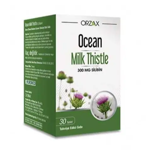 Orzax Ocean Milk Thistle 30 Kapsül kutu ve ambalaj