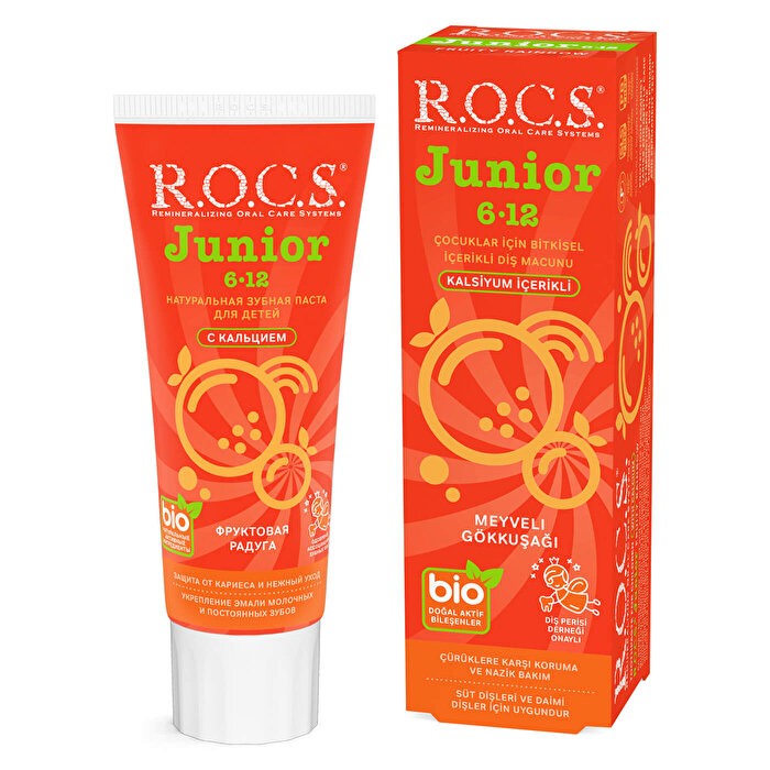 Rocs Junior Gökkuşağı Meyve Aromalı Çocuk Diş Macunu (6-12 Yaş)