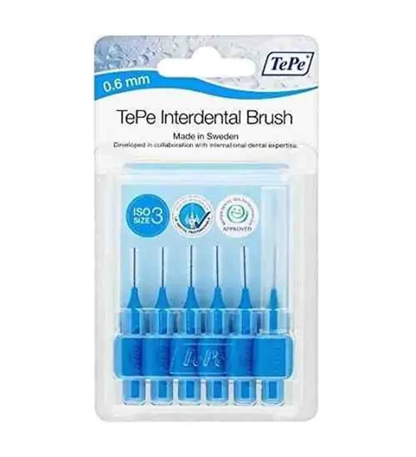 TePe T183 Blister Mavi 0.6 mm 6'lı ürün ambalajı